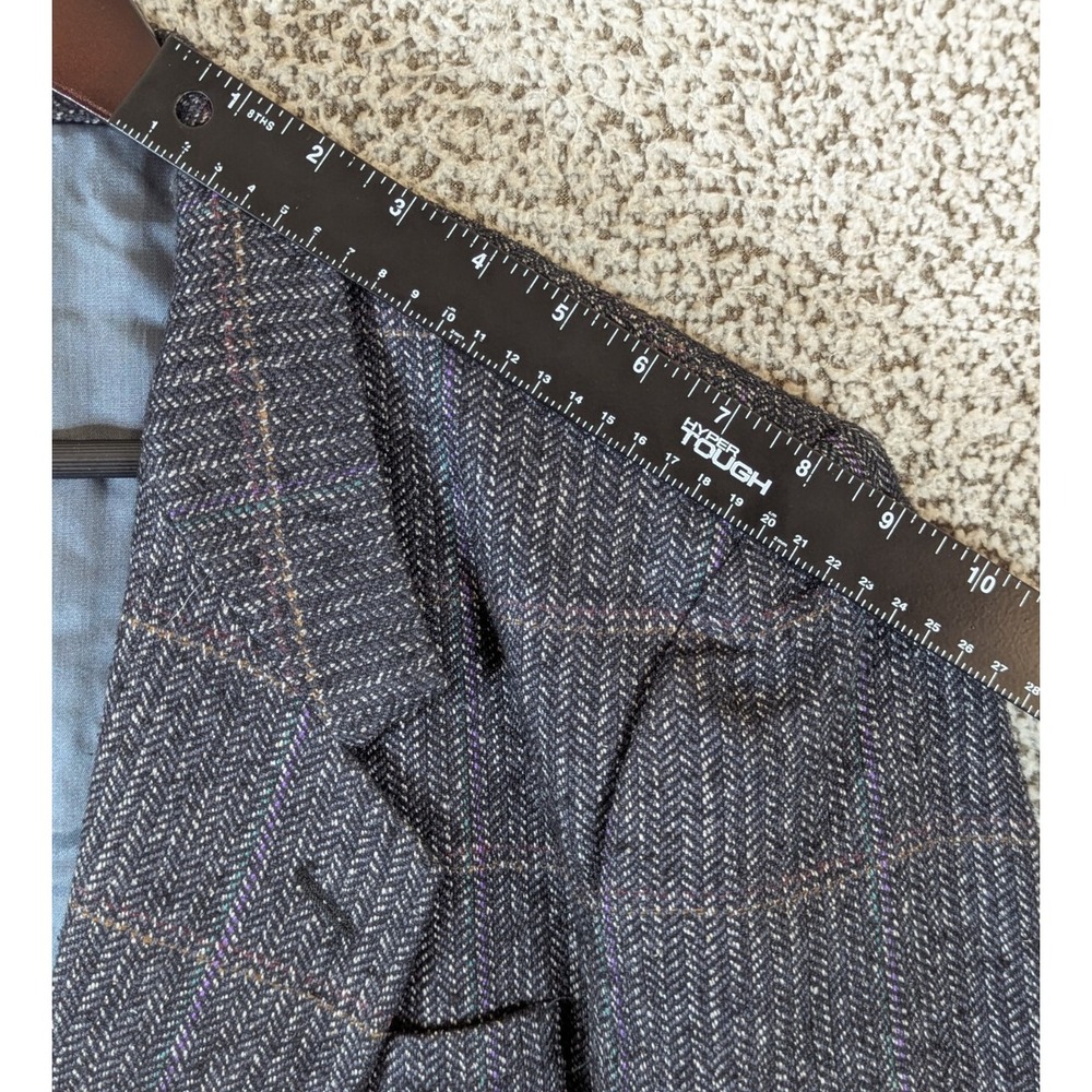 100 Percent Silk 2 Button Blazer Coat By Cellini Men's 40R Charcoal Windowpane - Picture 7 of 16